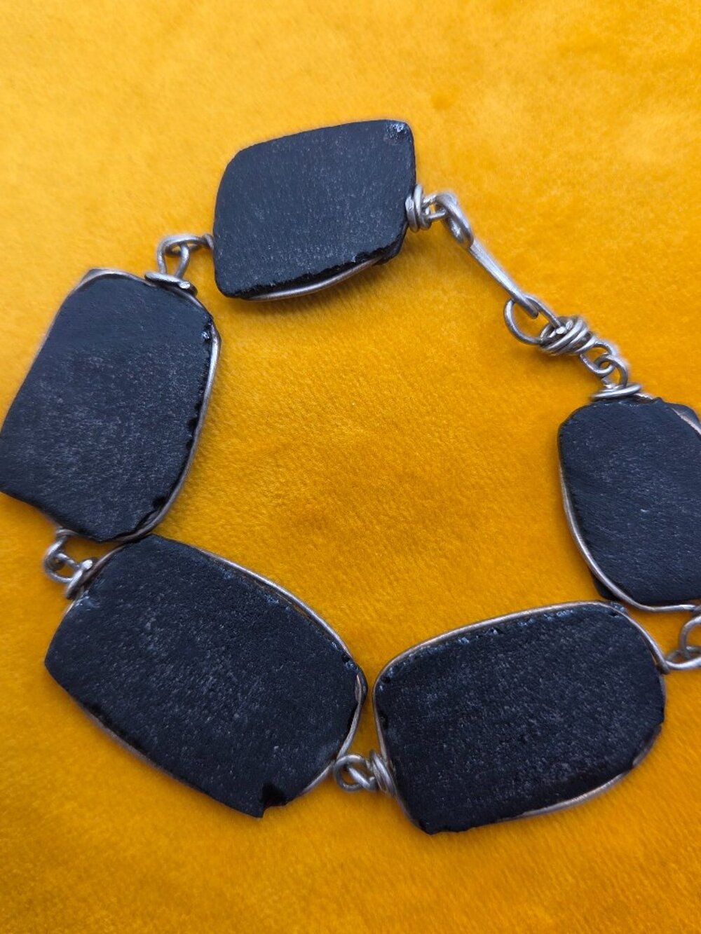 Handmade Raw Coal Bracelet Rustic Artisan